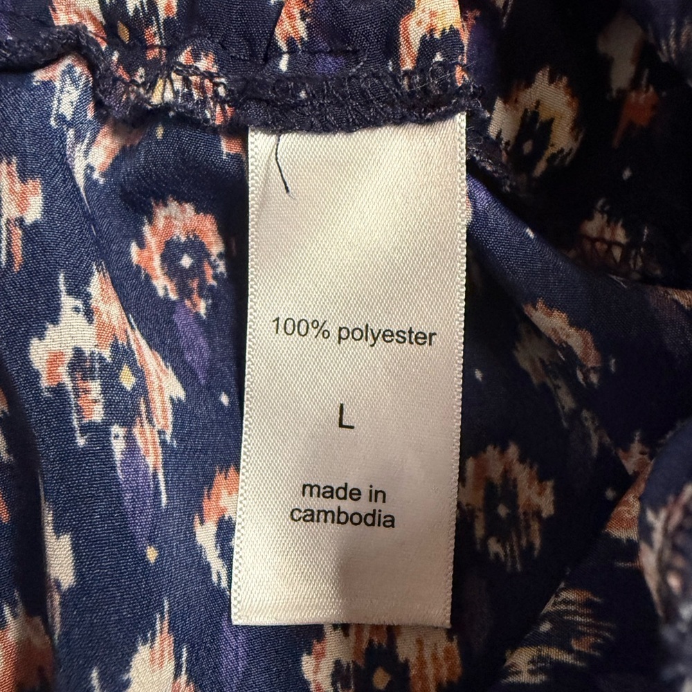 Maurices Navy Blue Floral Ikat Button-Detail A-Line Skirt - Picture 5 of 5